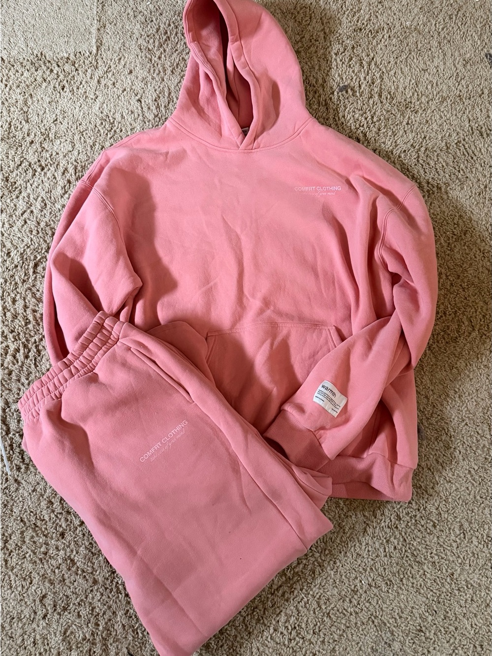 Oversized and weighted coral blush Track Pants & Hoodie You Matter COMFRT 2XL - Picture 5 of 16